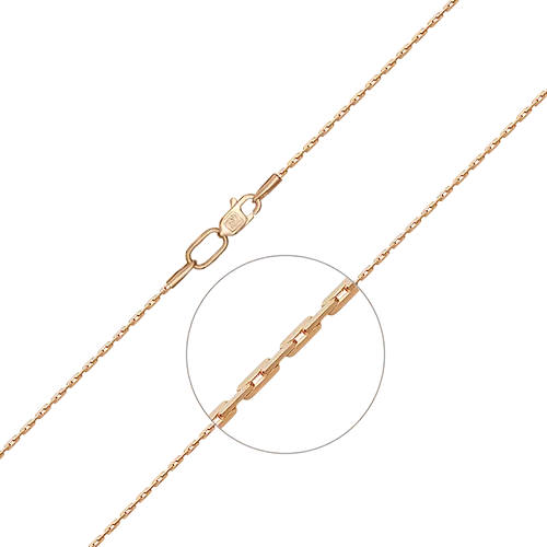 Цепь из красного золота с алмазной гранью (плетение «Якорное квадратное») 21-3503-050-1110-17