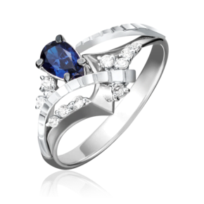 Кольцо из белого золота с сапфиром и бриллиантами 01-5201-00-105-1120-30
