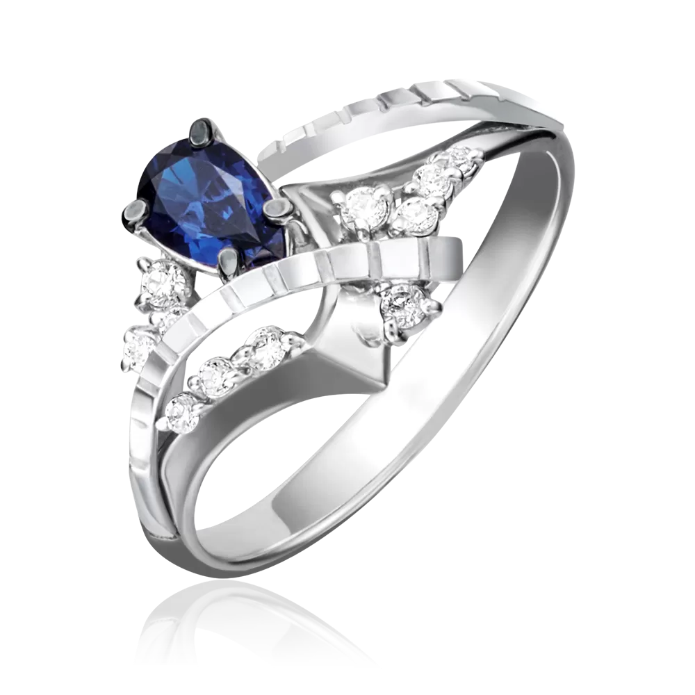 Кольцо из белого золота с сапфиром и бриллиантами 01-5201-00-105-1120-30