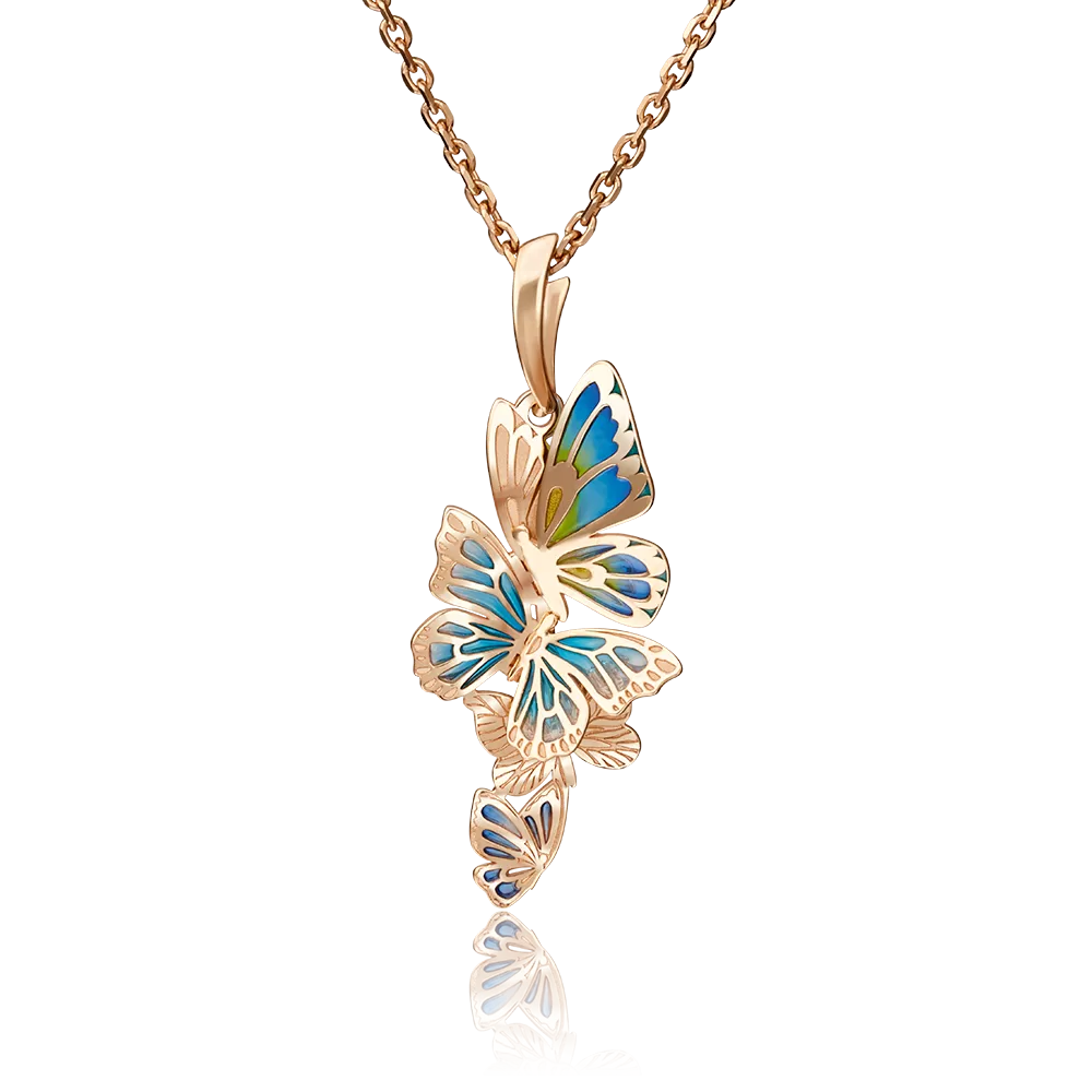 Подвеска «Танец бабочек» из красного золота с эмалью 03-2841-00-000-1110-48