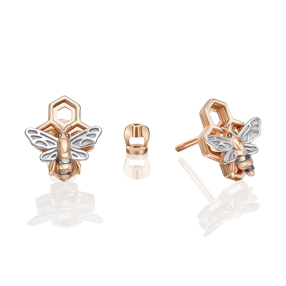 Серьги-пусеты «Секрет благополучия» из красного золота 02-5312-00-000-1110