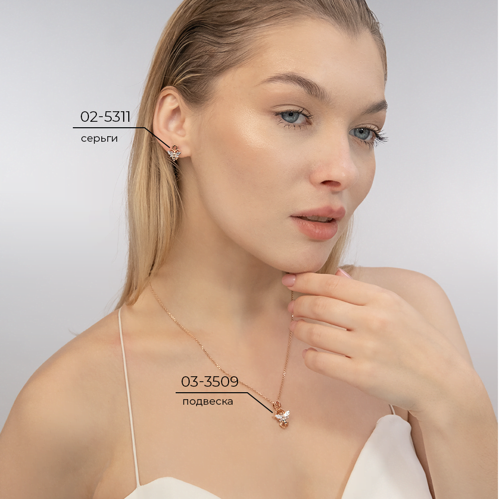 Серьги-пусеты «Секрет благополучия» из красного золота 02-5312-00-000-1110