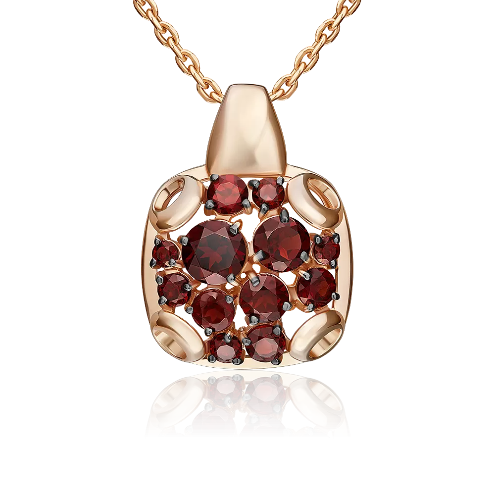 Подвеска из красного золота с гранатами 03-3567-00-204-1110