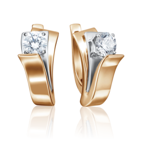 Серьги с английским замком из комбинированного золота с бриллиантом 02-4221-00-101-1111-30