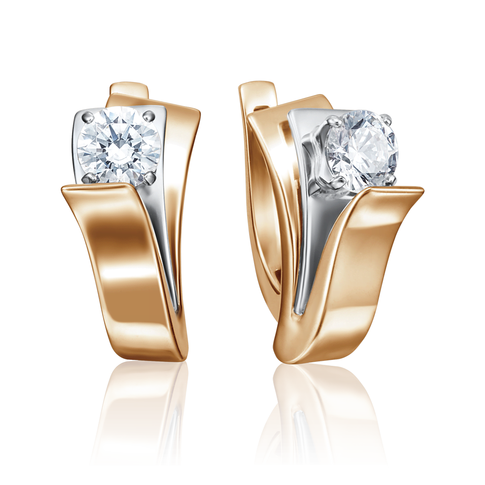 Серьги с английским замком из комбинированного золота с бриллиантом 02-4221-00-101-1111-30