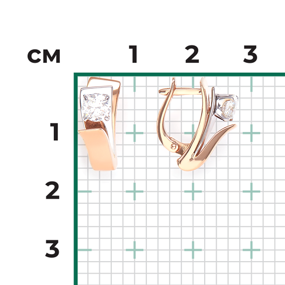 Серьги с английским замком из комбинированного золота с бриллиантом 02-4221-00-101-1111-30