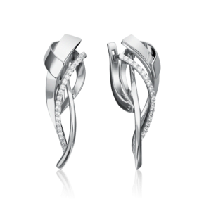Серьги с английским замком из белого золота с фианитами 02-4291-00-401-1120-64