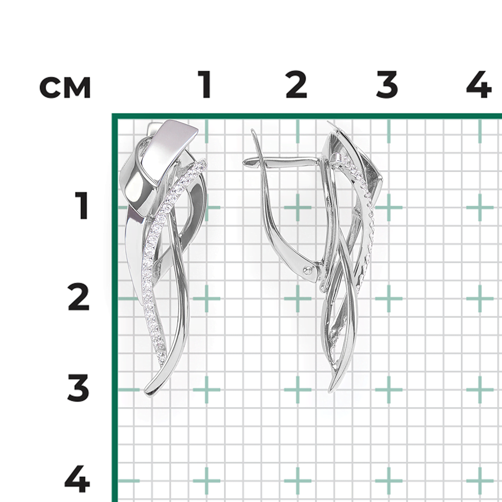 Серьги с английским замком из белого золота с фианитами 02-4291-00-401-1120-64