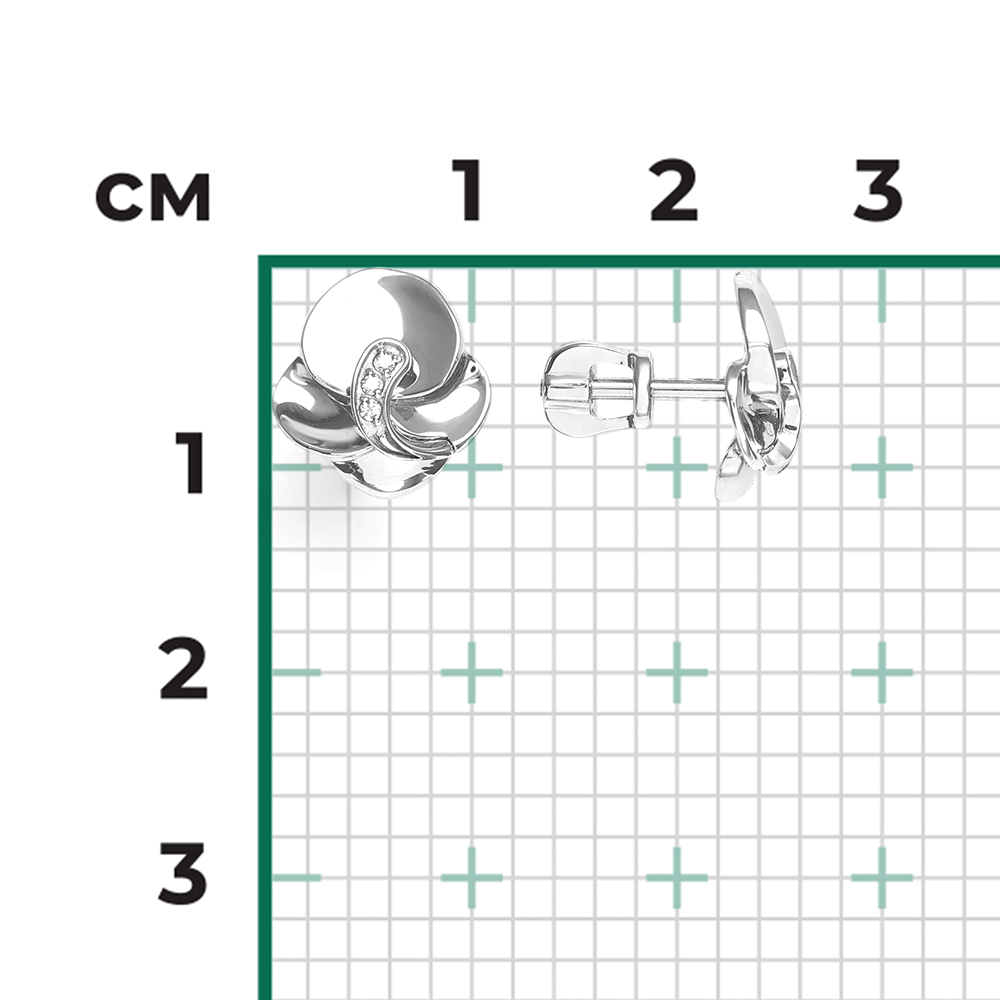 Серьги-пусеты из белого золота с бриллиантами 02-5005-00-101-1120