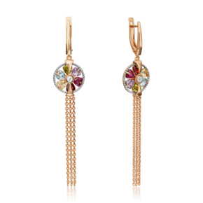 Серьги с английским замком из красного золота с миксом камней 02-4550-00-252-1110-57