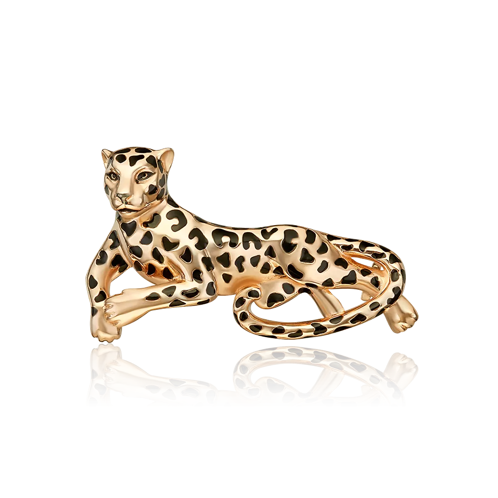 Брошь «Леопард» из красного золота с эмалью 04-0299-00-000-1110