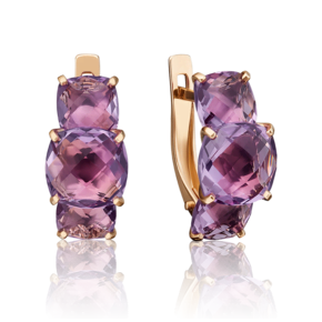 Серьги с английским замком из красного золота с аметистами 02-4556-00-203-1110-46