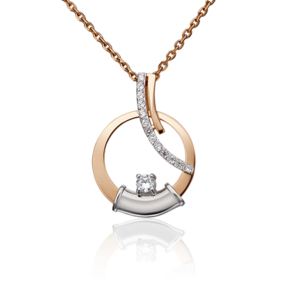 Подвеска «Любовь» из комбинированного золота с фианитами