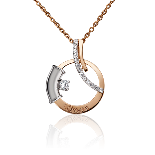 Подвеска «Любовь» из комбинированного золота с фианитами 03-2958-00-401-1111-48