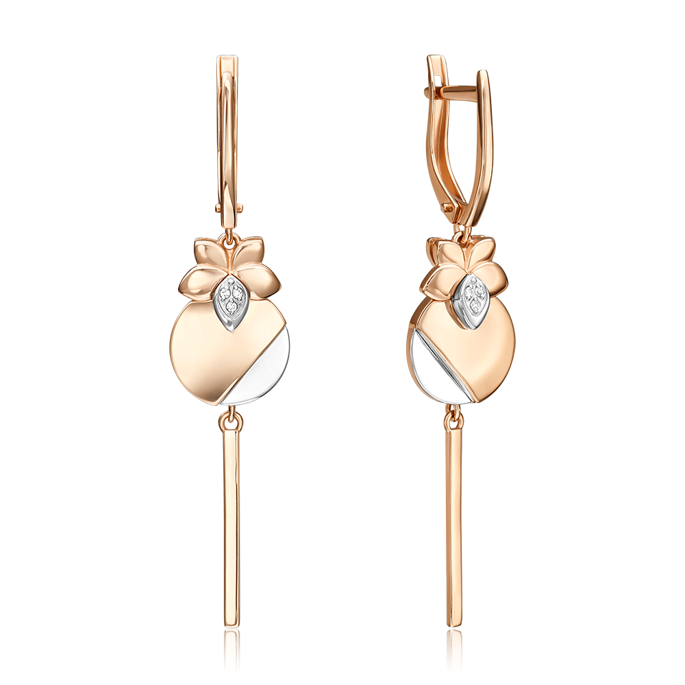 Серьги с английским замком из комбинированного золота с бриллиантами 02-5016-00-101-1111