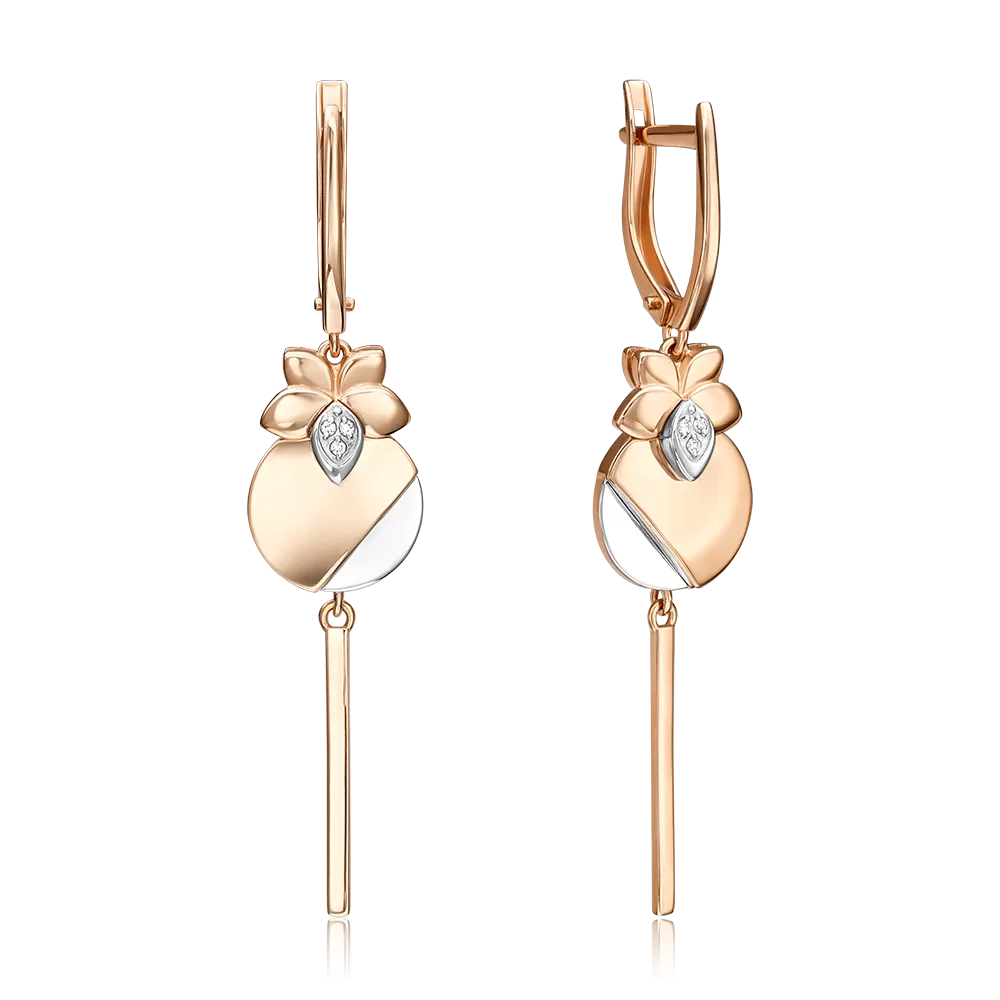 Серьги с английским замком из комбинированного золота с бриллиантами 02-5016-00-101-1111