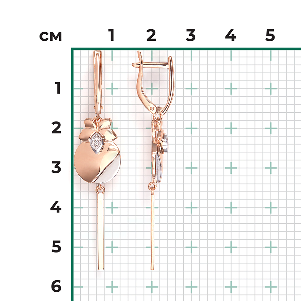 Серьги с английским замком из комбинированного золота с бриллиантами 02-5016-00-101-1111