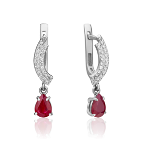 Серьги из белого золота с рубином и бриллиантами 02-0234-00-107-1120-30