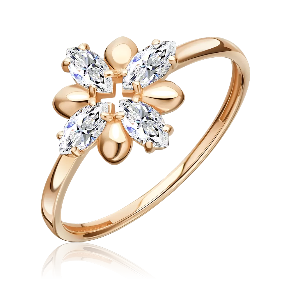 Кольцо из красного золота с фианитами 01-5944-00-401-1110