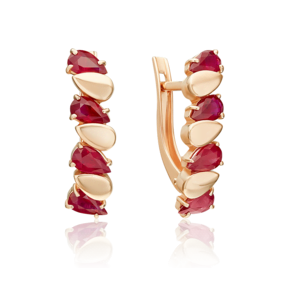 Серьги с английским замком из красного золота с рубинами 02-5466-00-104-1110