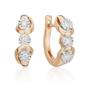 Серьги с английским замком из комбинированного золота с бриллиантами