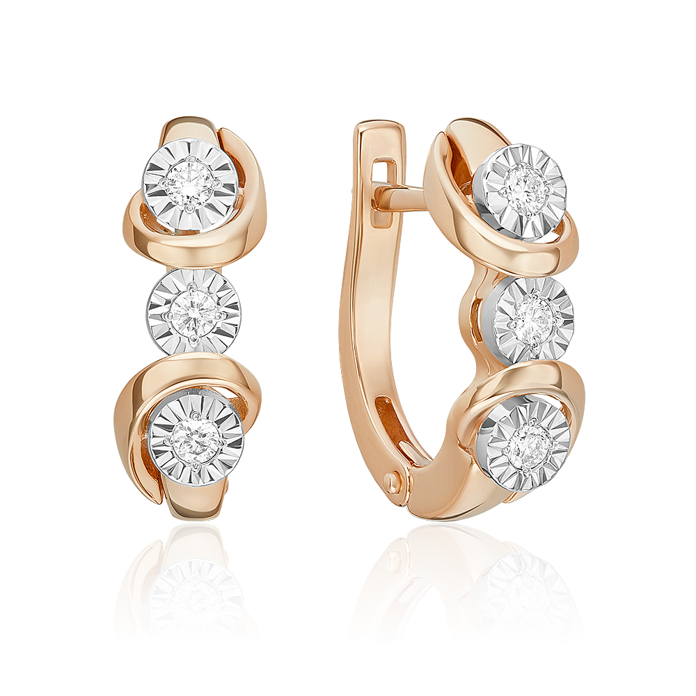 Серьги с английским замком из комбинированного золота с бриллиантами 02-5241-00-101-1111