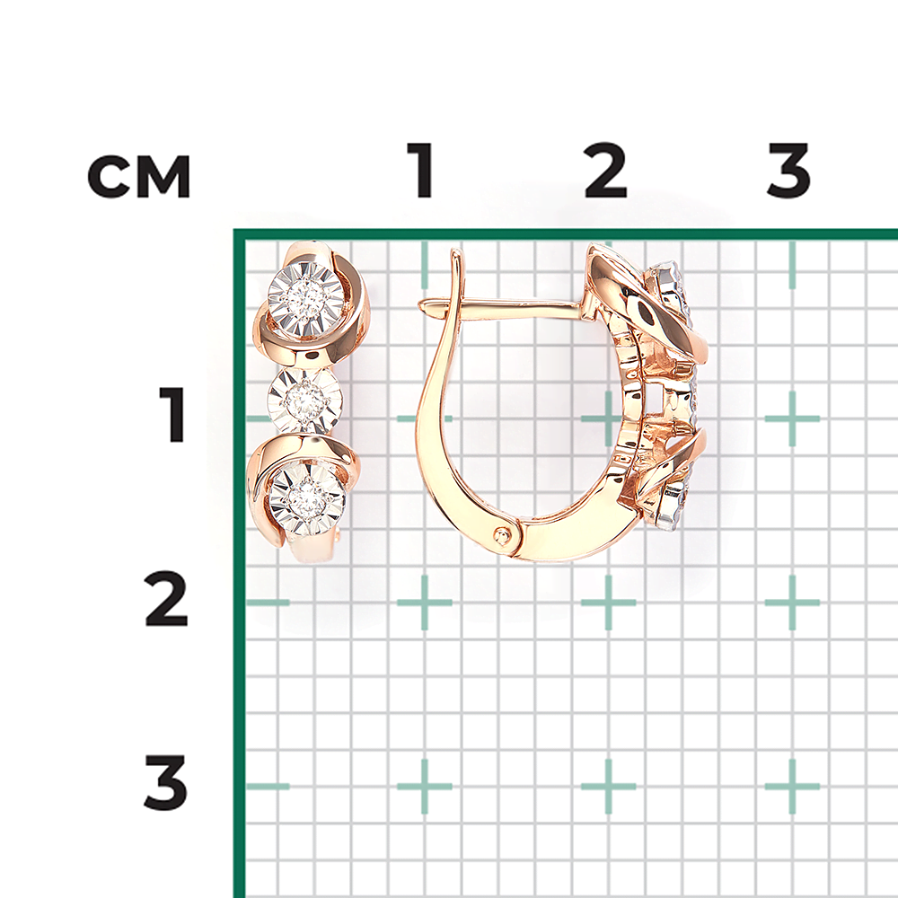 Серьги с английским замком из комбинированного золота с бриллиантами 02-5241-00-101-1111