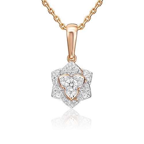 Подвеска «Цветок» из красного золота с фианитами 03-2021-00-401-1110-23