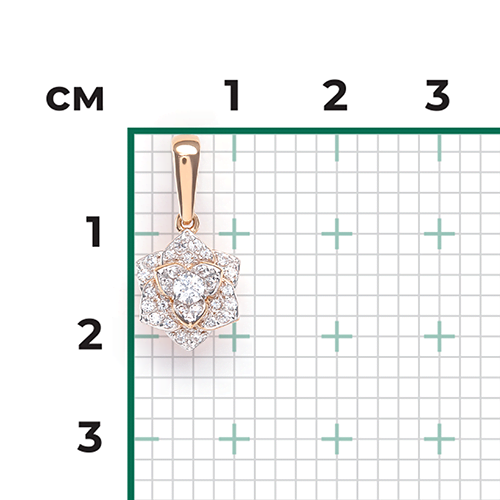 Подвеска «Цветок» из красного золота с фианитами 03-2021-00-401-1110-23