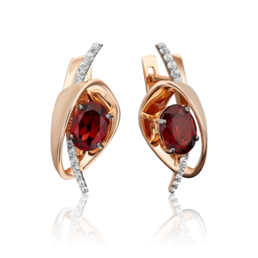 Серьги с английским замком из красного золота с гранатом и натуральными топазами white 02-4476-00-264-1110-57