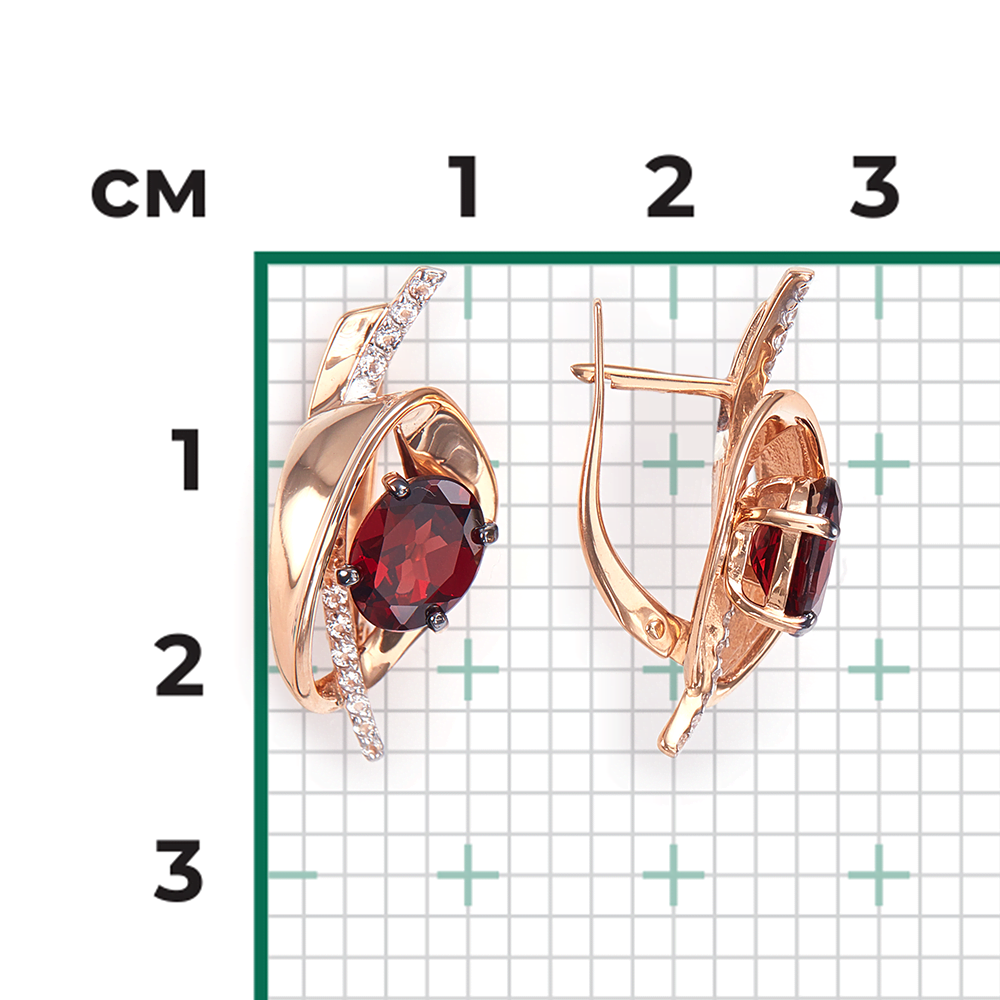 Серьги с английским замком из красного золота с гранатом и натуральными топазами white 02-4476-00-264-1110-57