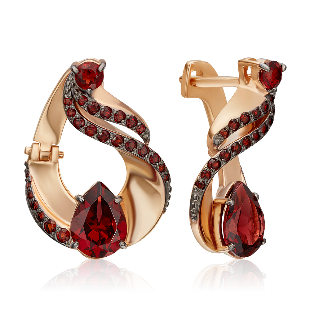 Серьги «Стихия Огня» из красного золота с гранатами 02-5184-00-204-1110