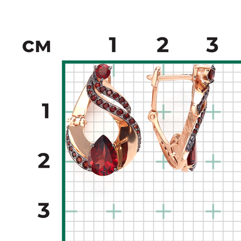 Серьги «Стихия Огня» из красного золота с гранатами 02-5184-00-204-1110
