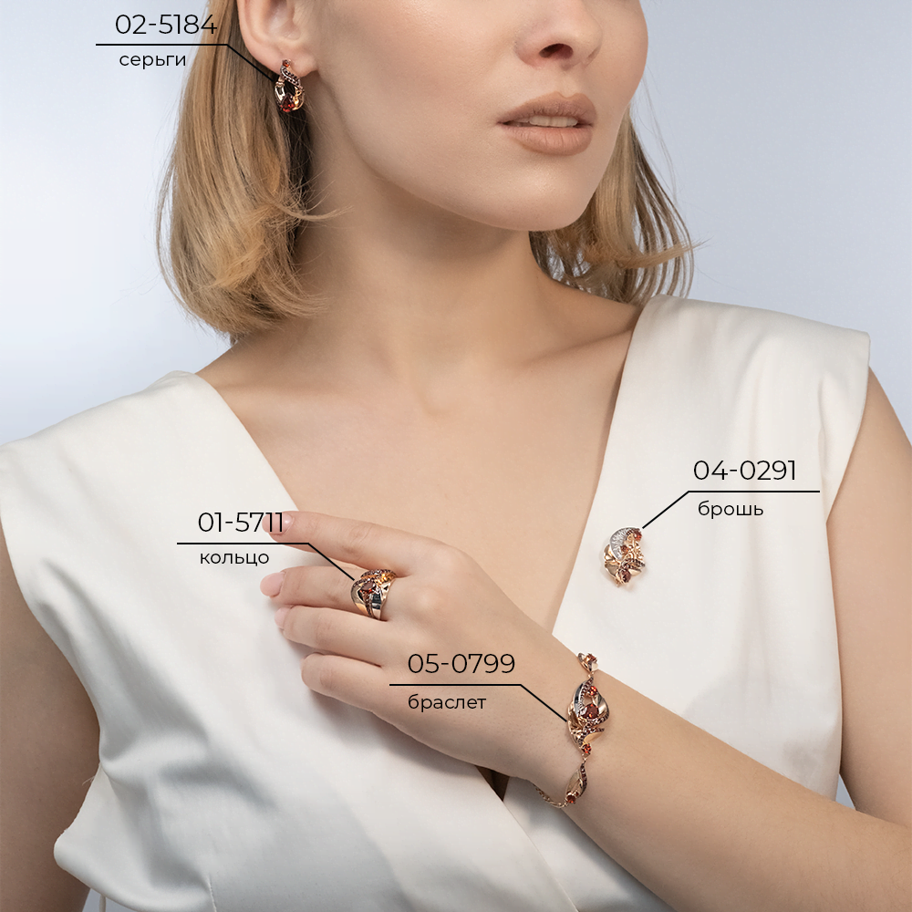 Серьги «Стихия Огня» из красного золота с гранатами 02-5184-00-204-1110