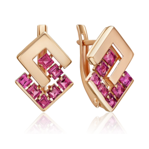 Серьги с английским замком из красного золота с гранатами 02-5429-01-204-1110