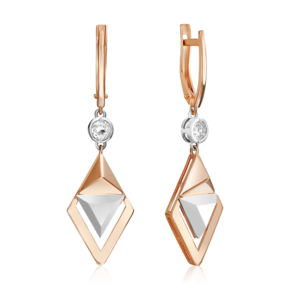 Серьги с английским замком из комбинированного золота с натуральным топазом white 02-5041-00-201-1111