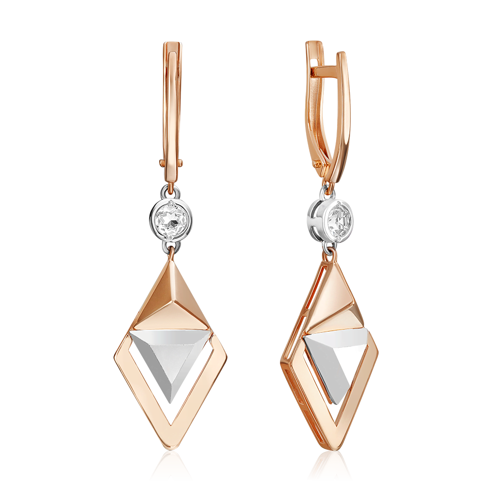 Серьги с английским замком из комбинированного золота с натуральным топазом white 02-5041-00-201-1111