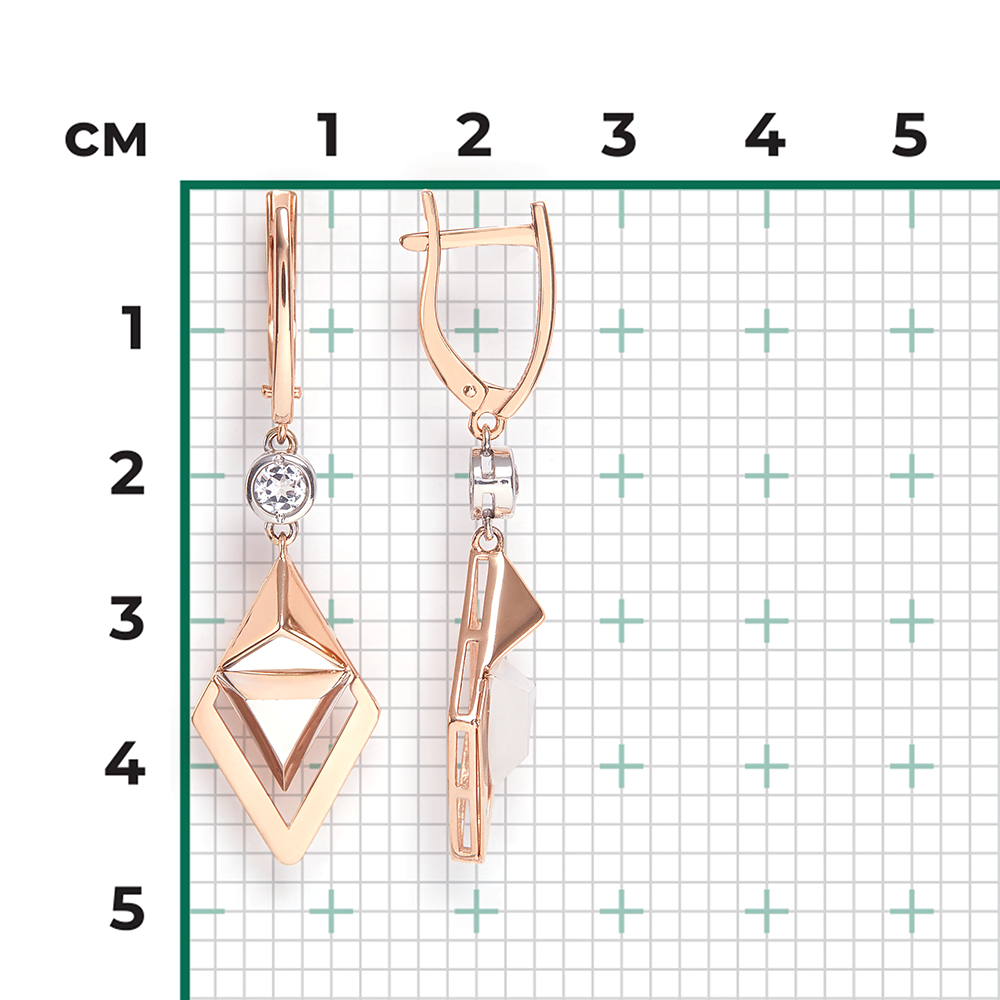 Серьги с английским замком из комбинированного золота с натуральным топазом white 02-5041-00-201-1111