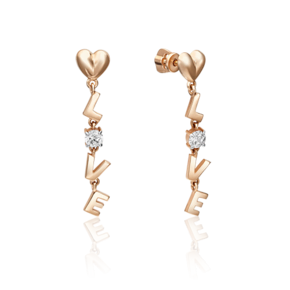 Серьги-пусеты из красного золота с фианитом 02-4494-00-401-1110-03