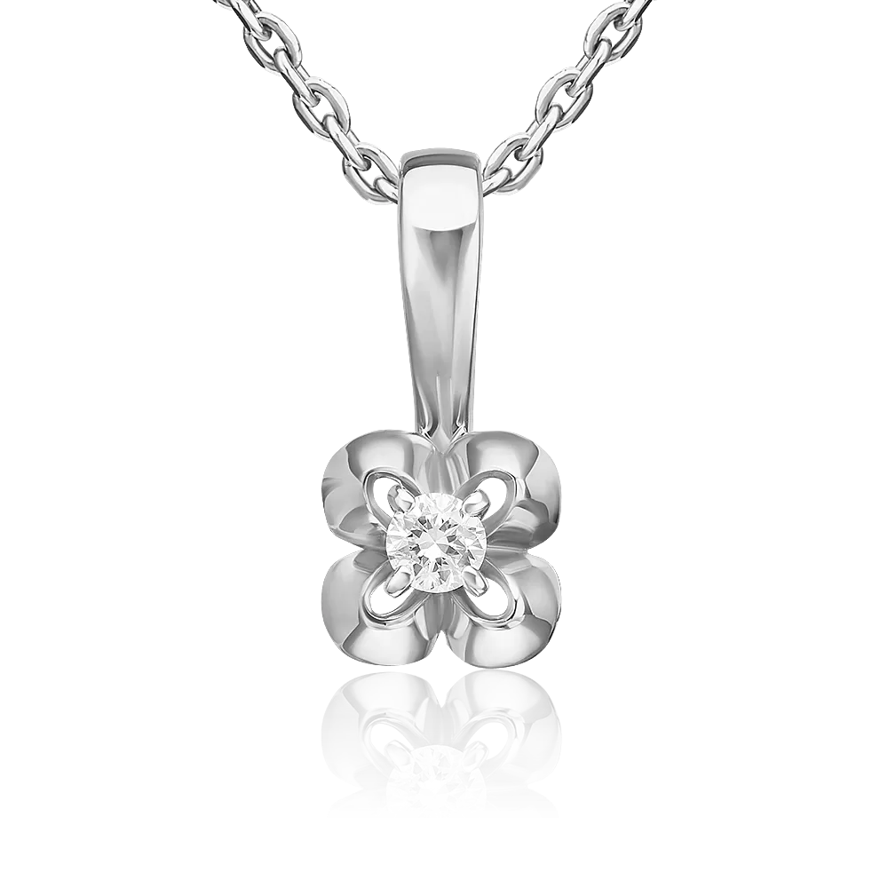 Подвеска из белого золота с бриллиантом 03-3577-00-101-1120