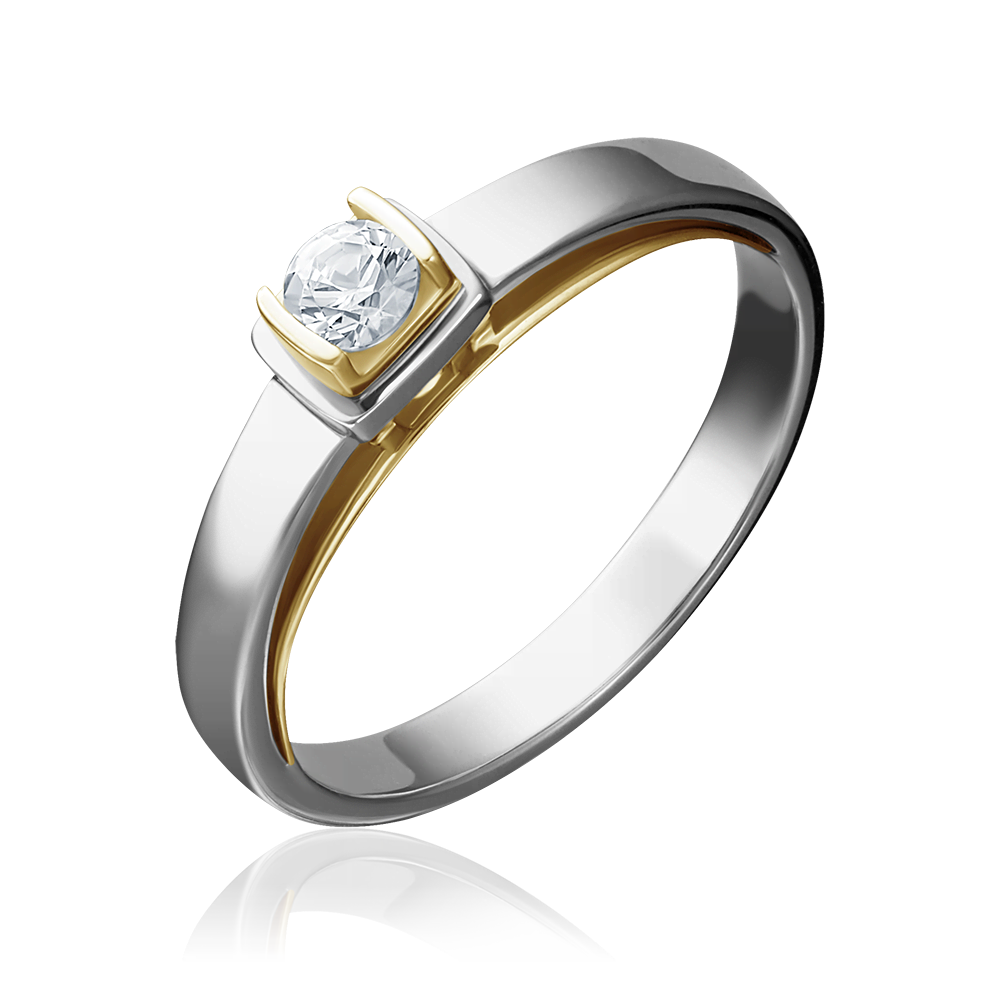 Кольцо из комбинированного золота с фианитом 01-5171-00-501-1121-38