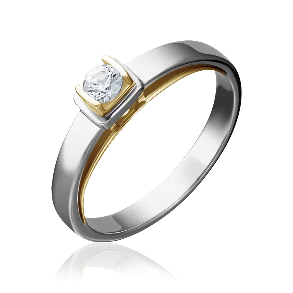 Кольцо из комбинированного золота с фианитом 01-5171-00-501-1121-38