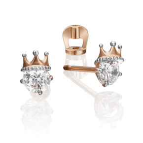 Серьги-пусеты «Короны» из красного золота с фианитом 02-4306-00-501-1110-38