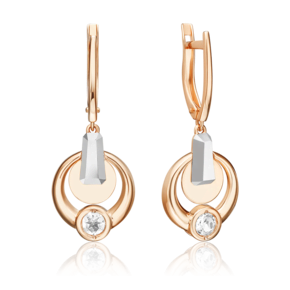Серьги с английским замком из комбинированного золота с натуральным топазом white 02-5039-00-201-1111