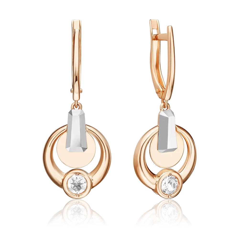 Серьги с английским замком из комбинированного золота с натуральным топазом white 02-5039-00-201-1111