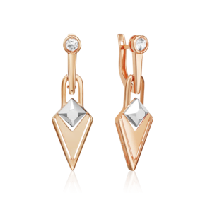 Серьги с английским замком из комбинированного золота с натуральным топазом white 02-5035-00-201-1111