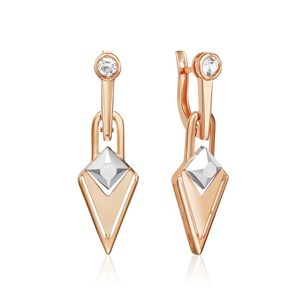 Серьги с английским замком из комбинированного золота с натуральным топазом white 02-5035-00-201-1111