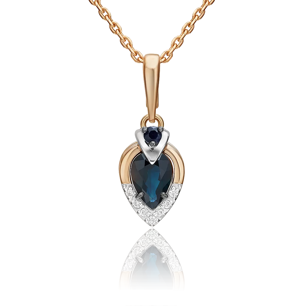 Подвеска из комбинированного золота с сапфирами и бриллиантами 03-3461-00-105-1111