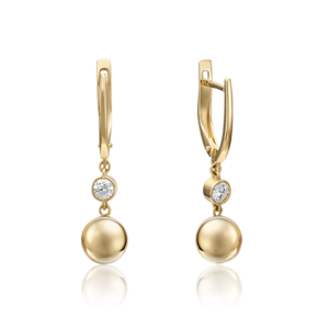 Серьги с английским замком из лимонного золота с фианитом 02-4492-00-501-1130-38