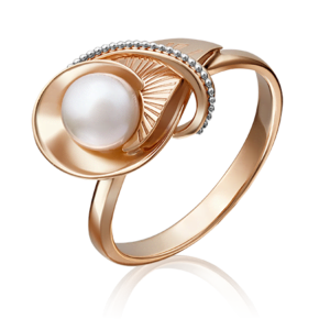 Кольцо из красного золота с жемчугом культивированным 01-5134-00-301-1110-31